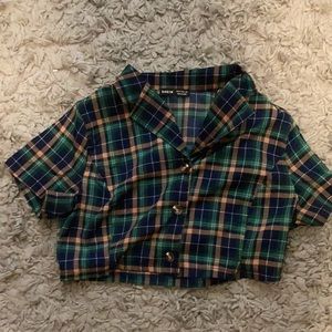 Shein button down crop top
